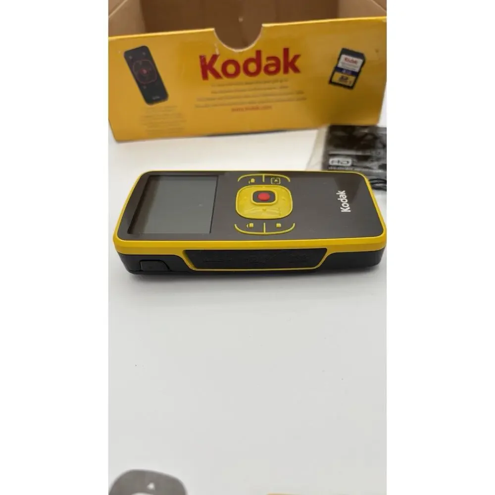 Kodak Zx1 HD Pocket Video Camera Yellow– Tested –Turns On W/ Accessories & Box